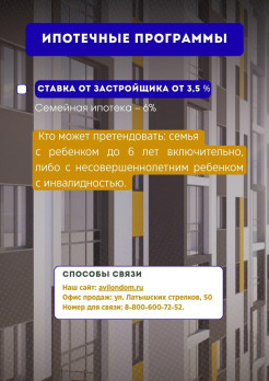 Ипотечные программы ЖК Юность